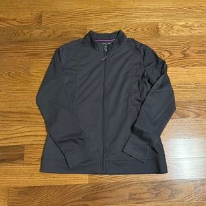 Dark gray scrub jacket by purple label/ healing hands